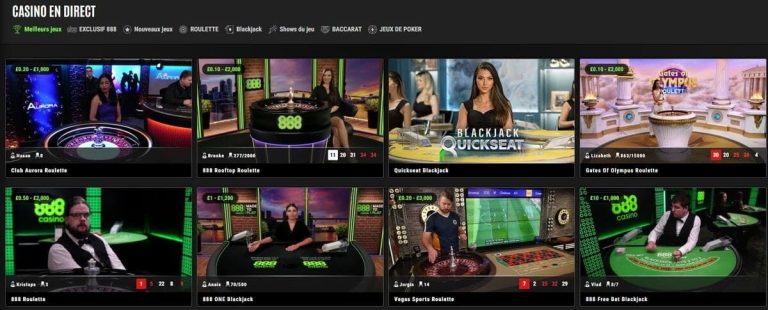 888 Casino jeux live