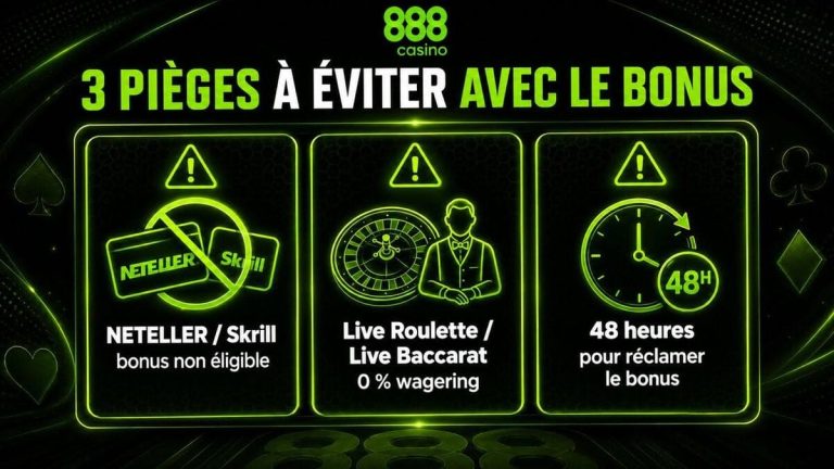 888 Casino pièges bonus
